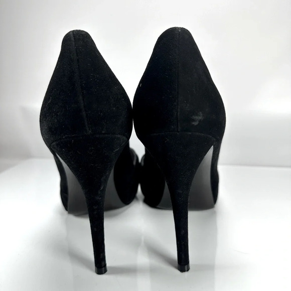 Stuart Weitzman Peep-Toe Heels Women’s Size 9 Black Suede OW57374 - Picture 5 of 7